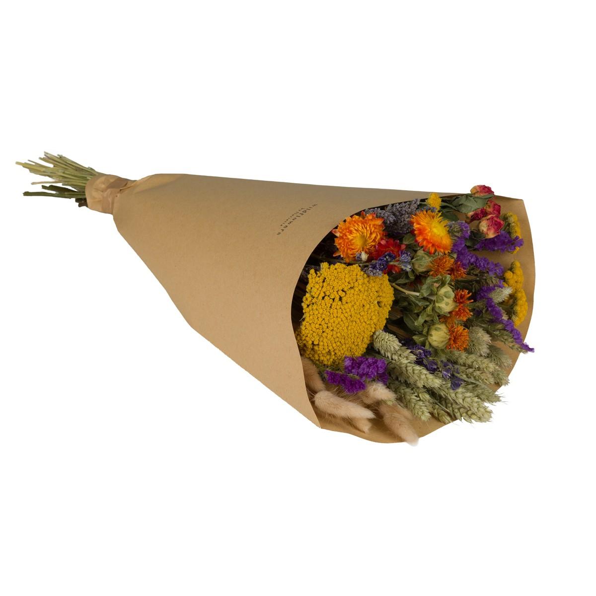 Droogbloemenboeket oranje - groot, plant in pot