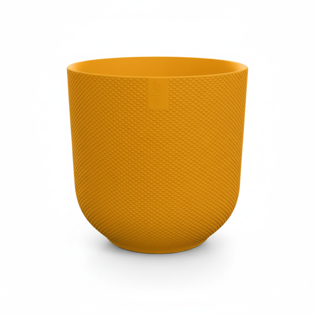 Detailfoto van Elho Jazz Round pot in Amber Yellow, Ø14 cm