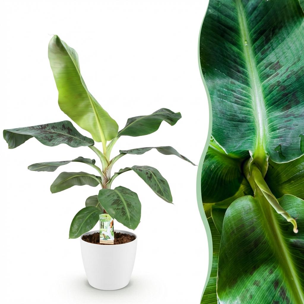 Musa acuminata Dwarf Cavendisch, groene bladeren
