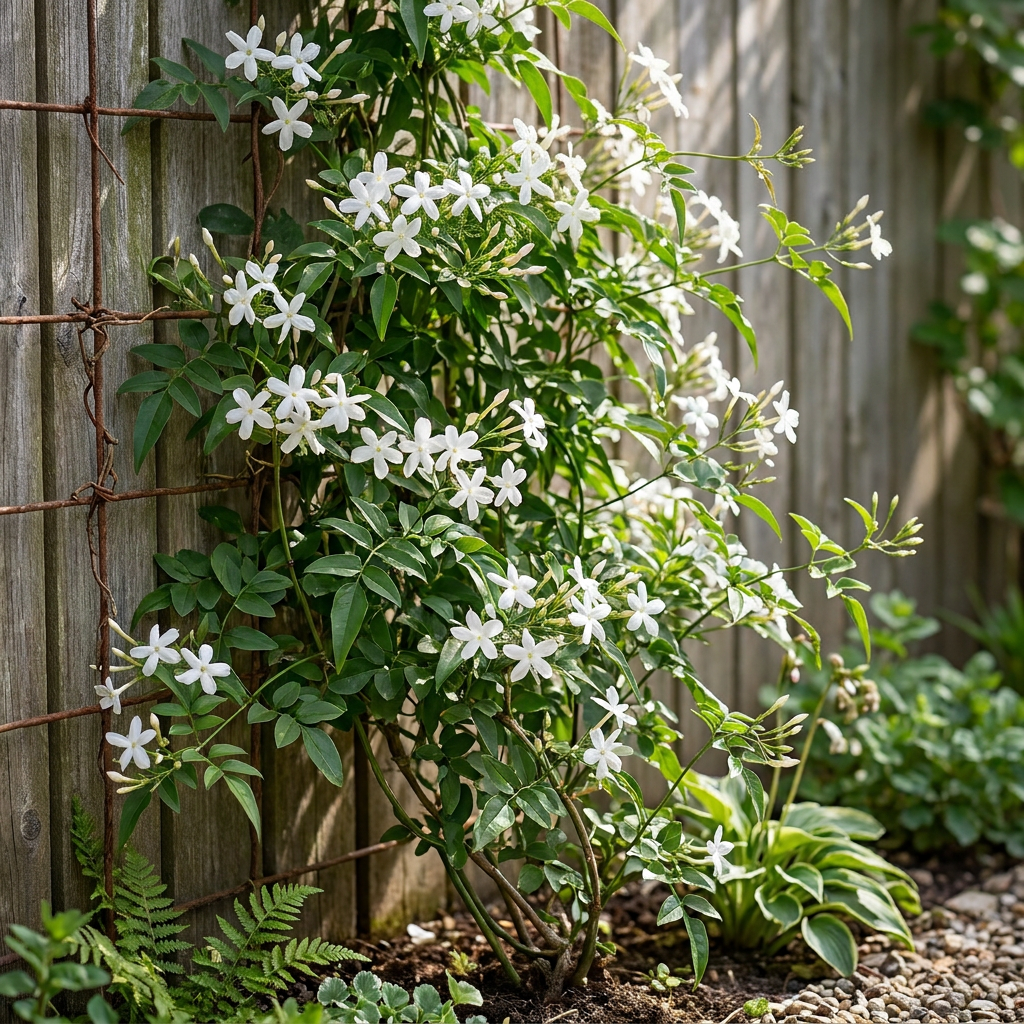 Jasminum officinale - echte jasmijn, groene bladeren