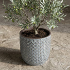 Detailfoto van Plantenpot met reliëf van vierkantjes, blauw, Ø13,5 cm