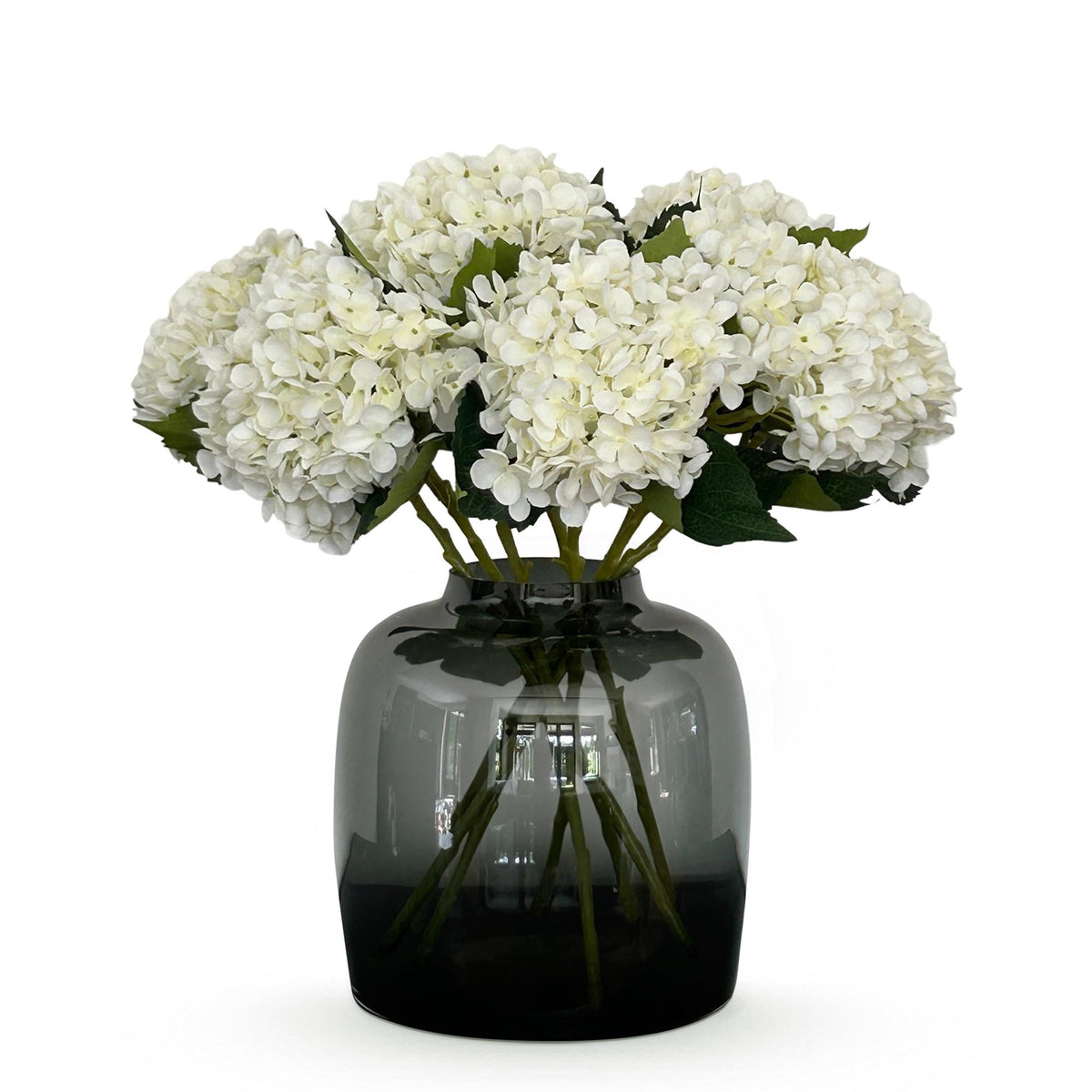 Kunstbloemen Solo - wit - hortensia - x 8, plant in pot