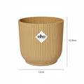 Elho Vibes Fold bloempot met ribbels, geel, Ø14 cm, plant in pot