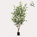Kunstplant Eucalyptus, blauwe gomboom met ovaal blad, 140 cm, plant in pot