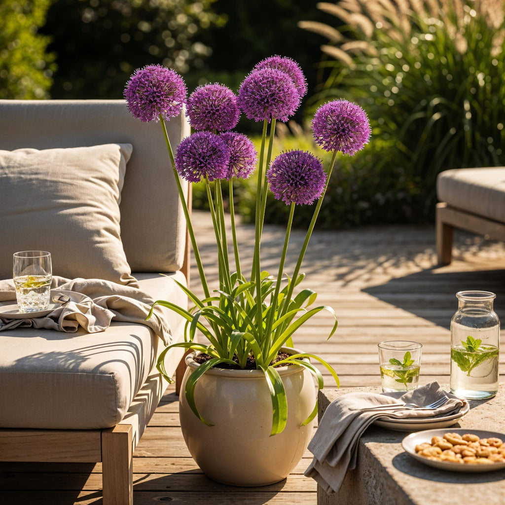 Allium Purple Sensation, plant in pot