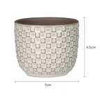 Detailfoto van Mini plantenpot met reliëfpatroon in wit, Ø7 cm