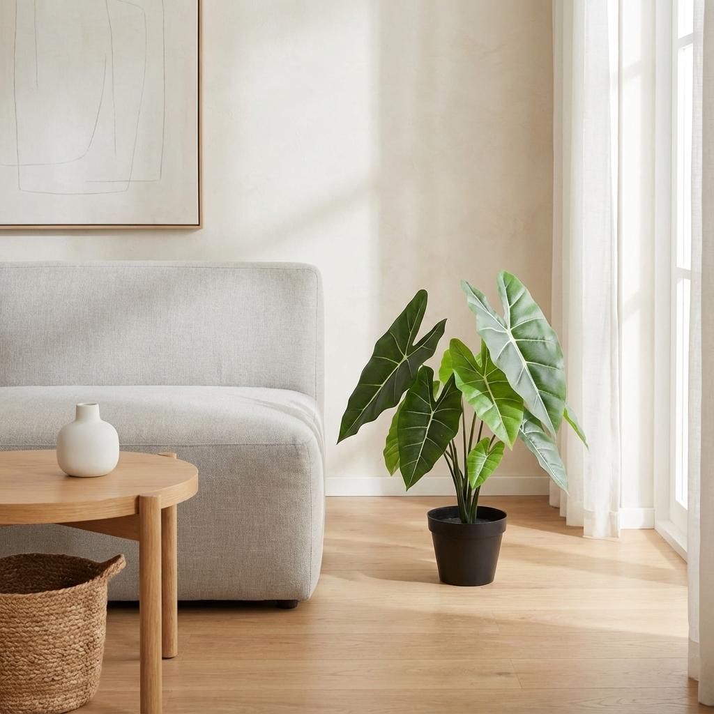 Kunstplant Alocasia Polly, groeiwijze van de plant