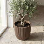 Detailfoto van Capi Nature Groove pot, groefstructuur, warm taupe, Ø25 cm