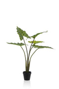 Kunstplant Alocasia 'Frydek', fluweelachtig blad, 80 cm, detail van het blad