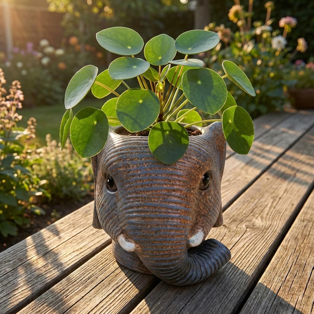 Planter Olifant D11/12x10cm - Grijs - D11/12x10cm, plant in pot