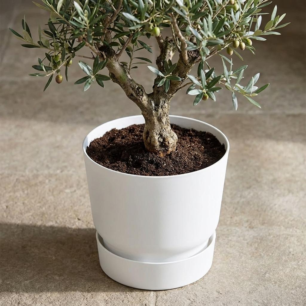 Detailfoto van Elho Greenville ronde pot, mat wit, Ø30 cm
