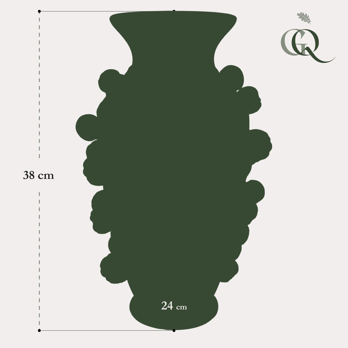 Aardewerk vaas pistachegroen mandarijntjes, M, H38 x B24 cm, kenmerkend blad