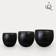 Pot Belia vintage black, zwart, set van 3