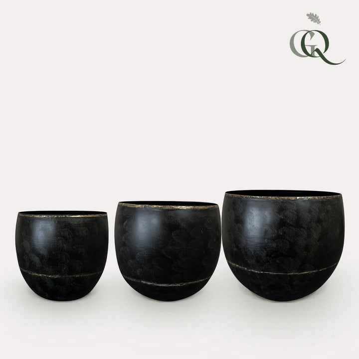 Pot Belia vintage black, zwart, set van 3