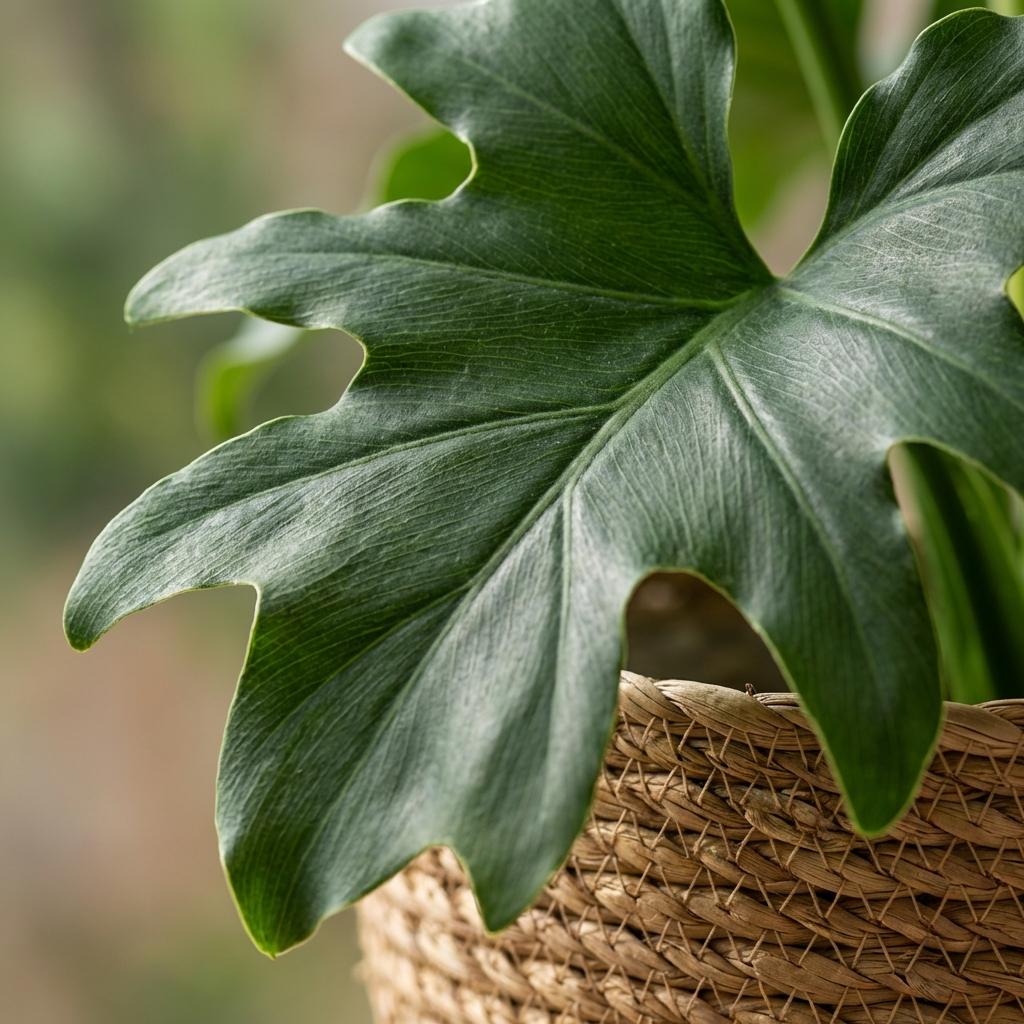 Philodendron Lickety Split met Mand, groene bladeren