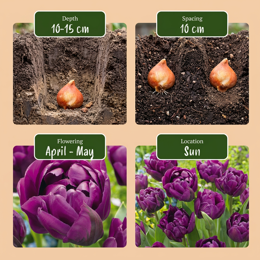 Dubbele tulp 'Double Lilac' bloembollen, paars, foto 4