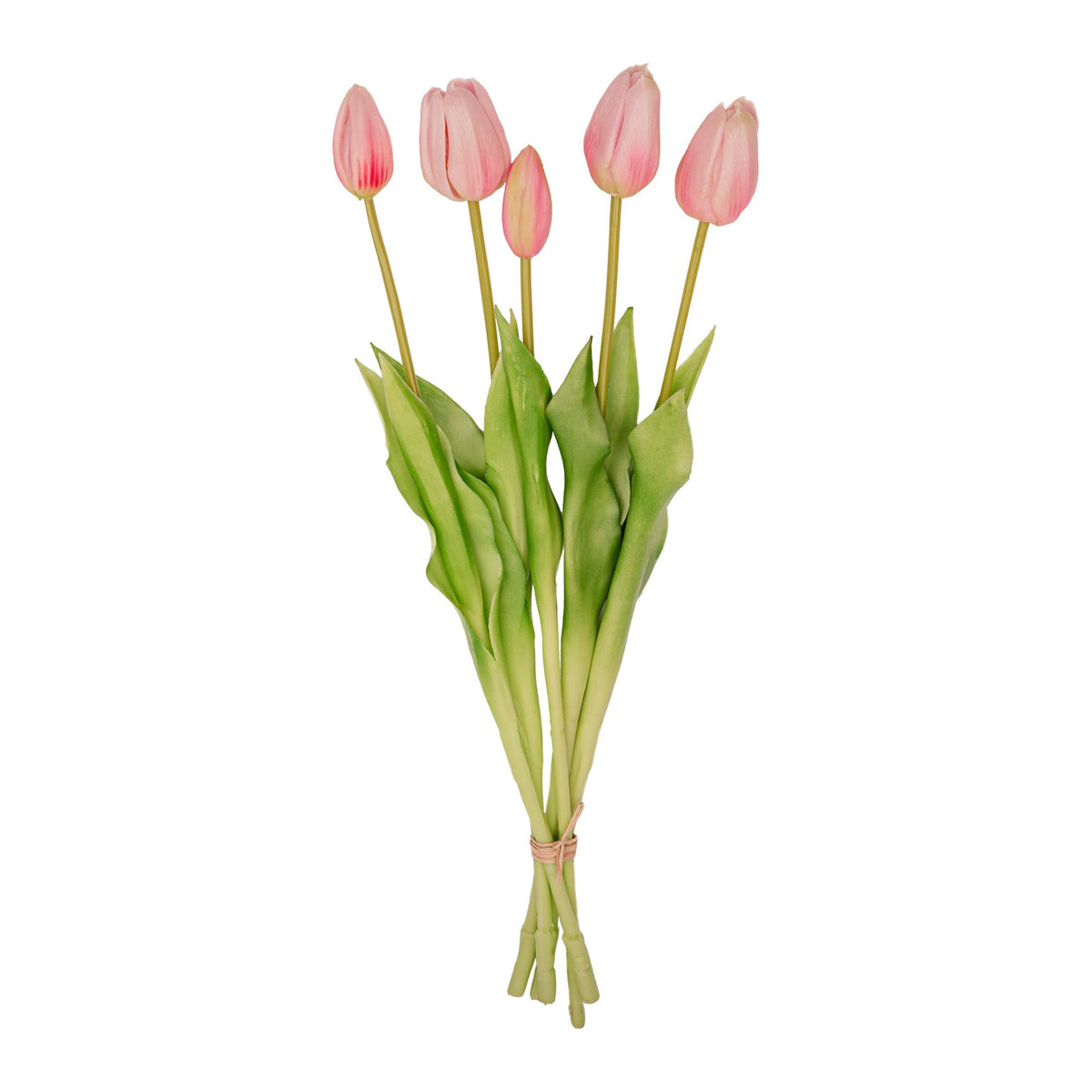 Tulpen boeket Pink - 5 stuks - 'Real Touch' Kunst tulpen, detail van het blad