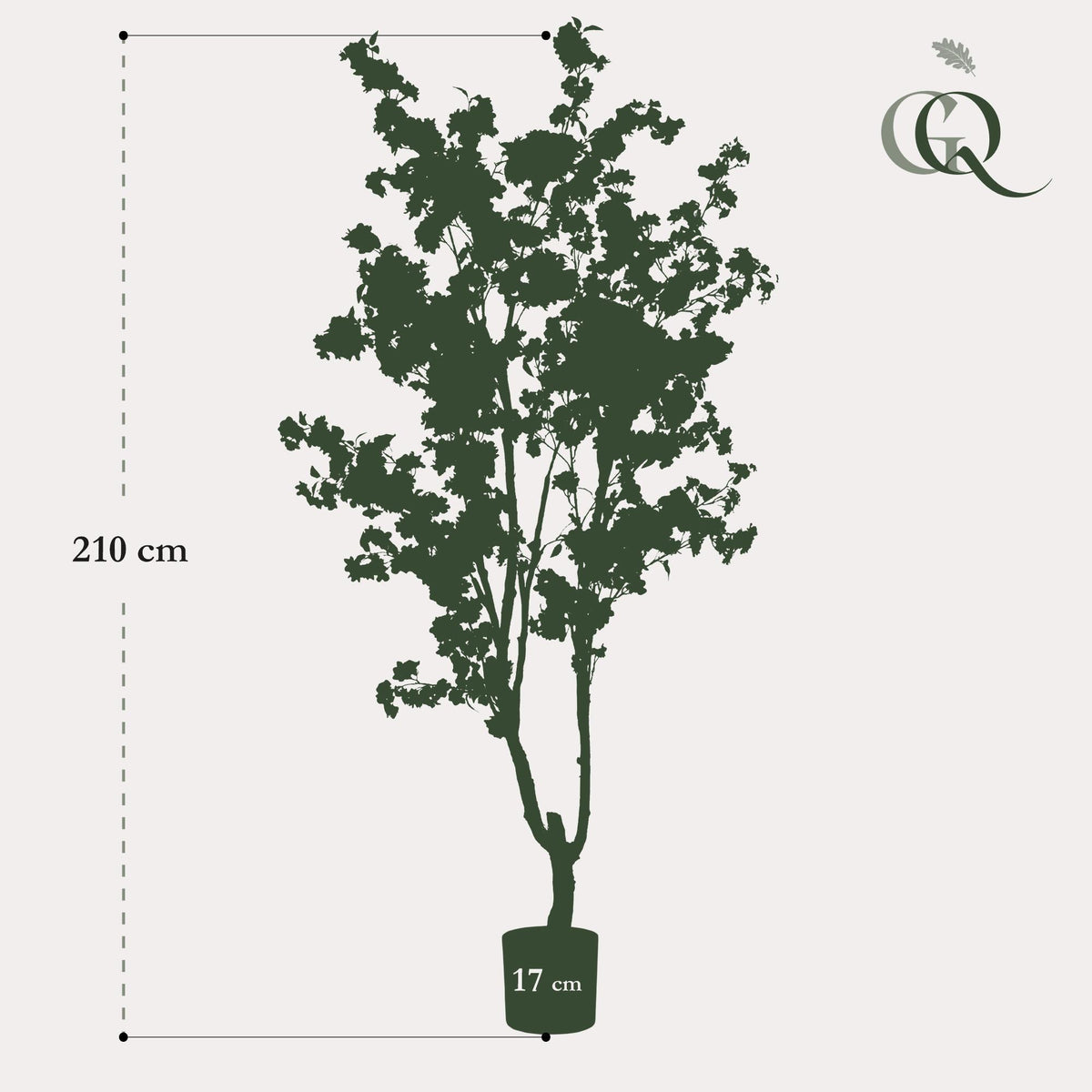 Kunstplant - Prunus - Kersenbloesem - Wit, kenmerkend blad