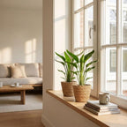 Strelitzia Reginea - Paradijsvogelbloem met Zeegras Mand, kenmerkend blad