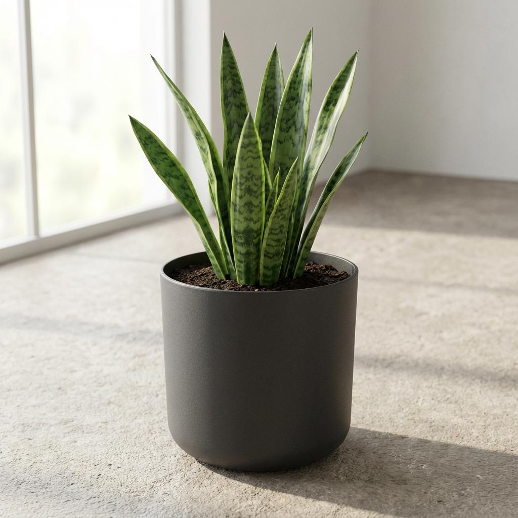Elho b.for soft bloempot, antraciet, mat fluweelzacht, 14 cm, groene bladeren
