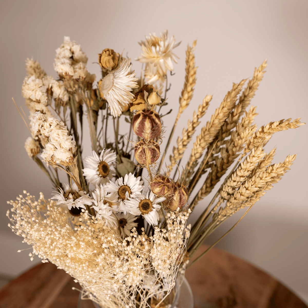 Detailfoto van Droogbloemenboeket naturel - klein