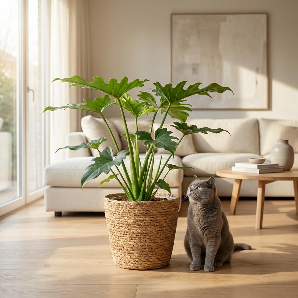Philodendron Lacerum met Mand, plant in pot