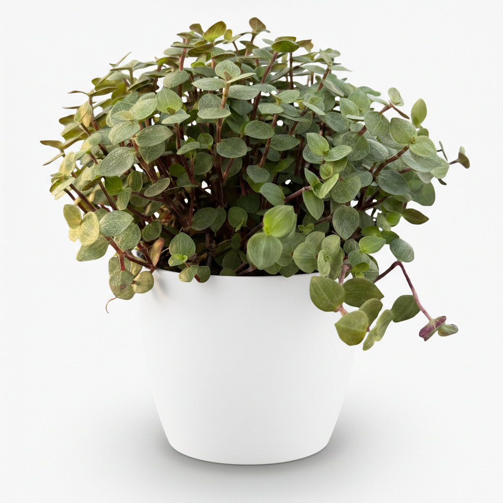 Calissia repens met witte pot, kenmerkend blad