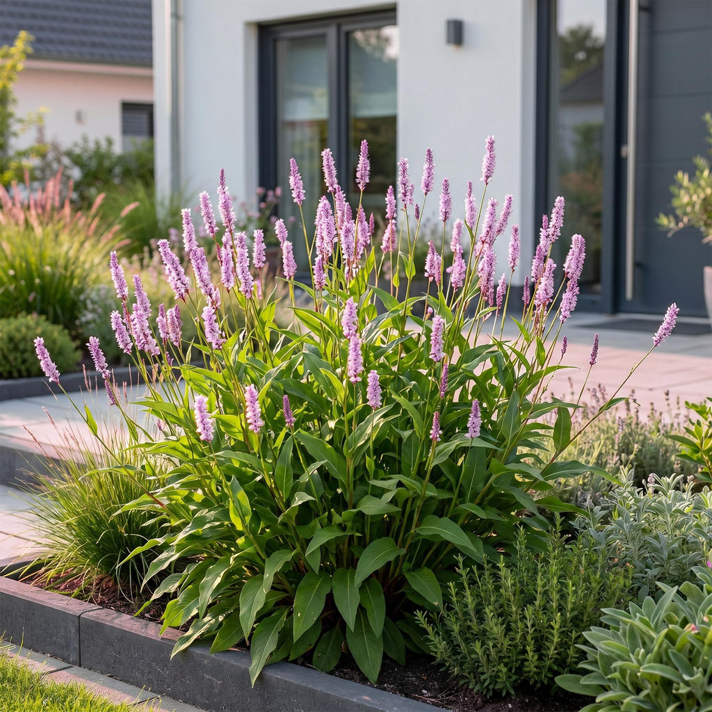 Duizendknoop ampl. Rosea, met roze bloemen, plant in pot