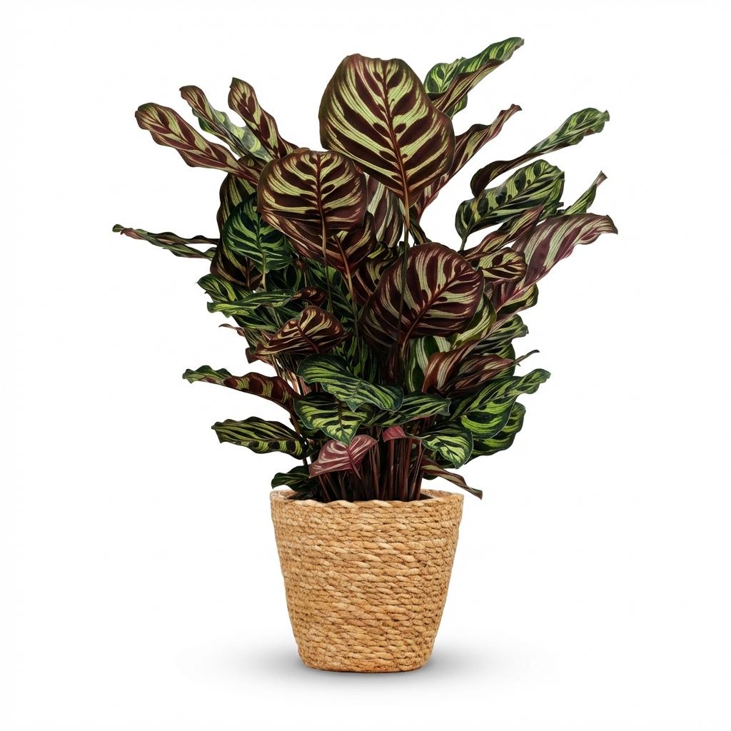 Pauwenplant (Calathea Makoyana) met Mand, plant in pot