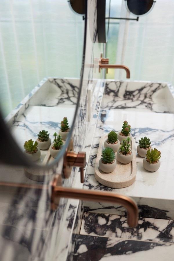 Kunst mini vetplanten in cementen pot - Succulent mix set 6, plant in pot