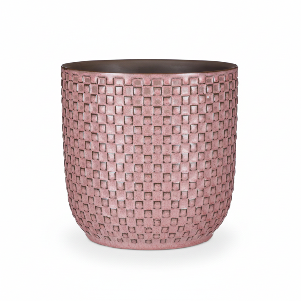 Detailfoto van Mini plantenpot met reliëfstructuur in zacht roze, Ø7 cm